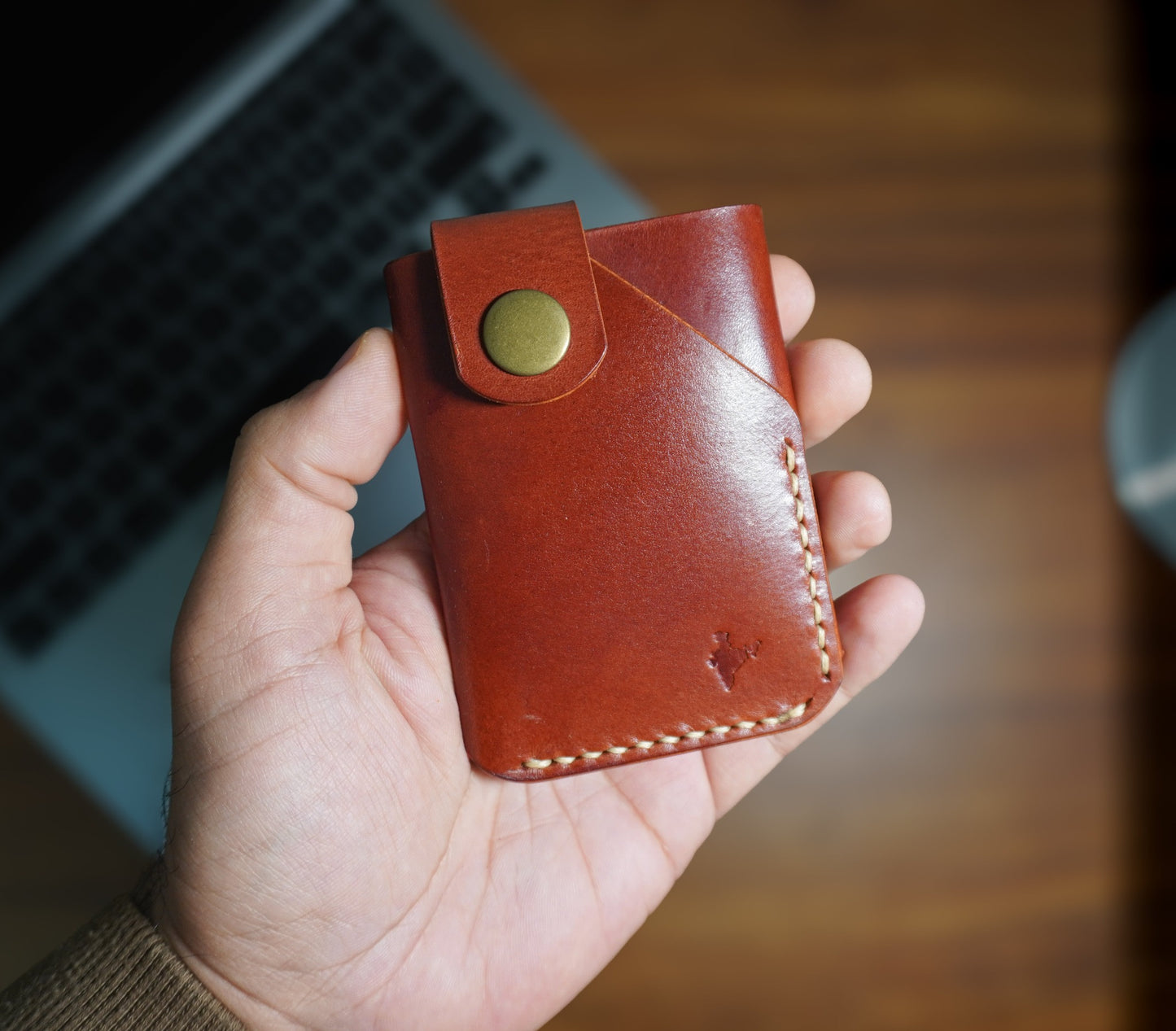 Handmade Leather wallet in Cognac color