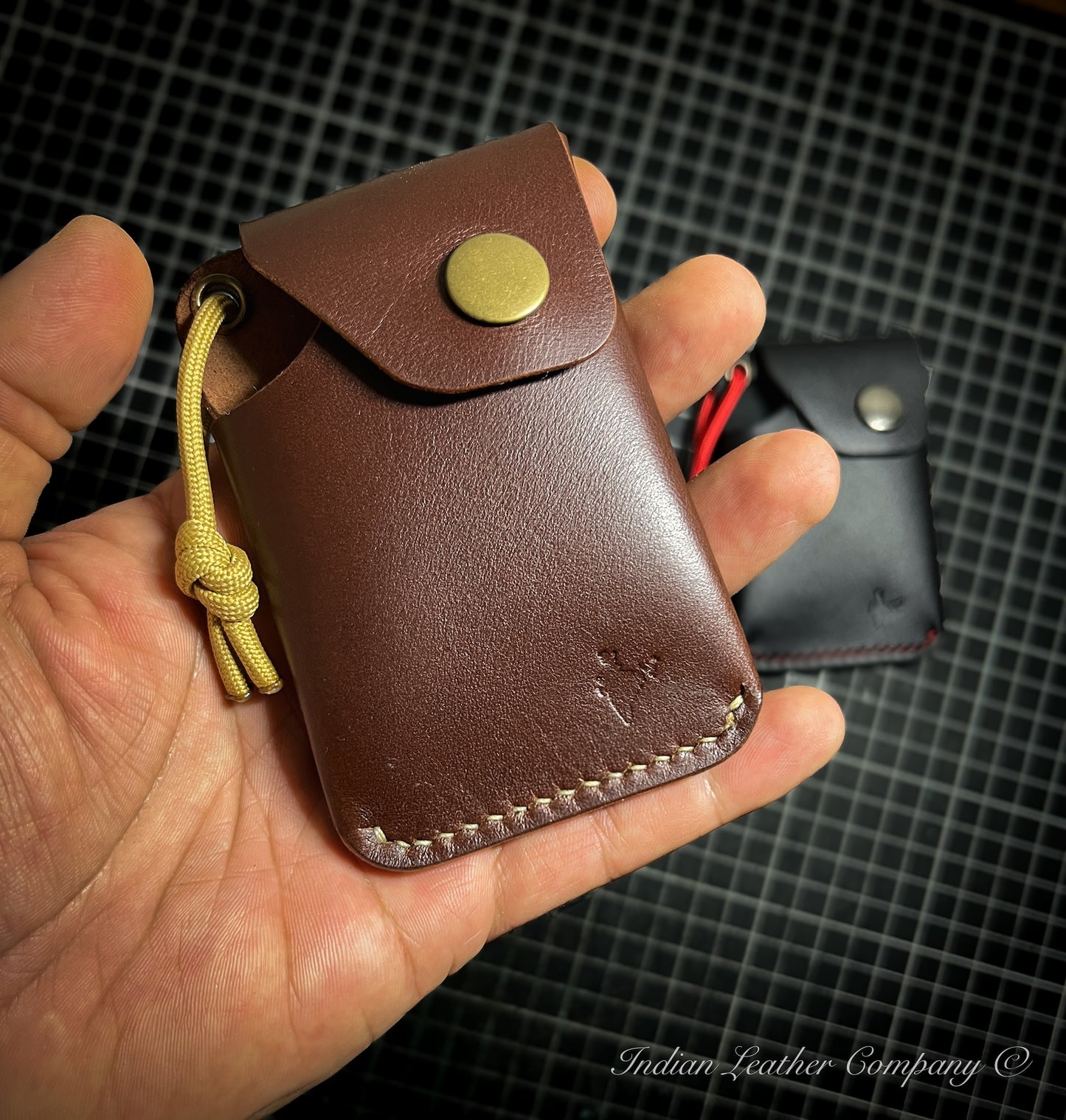 Dark brown K2 Lite EDC wallet by Indian Leather Company in Premium Latigo Leather