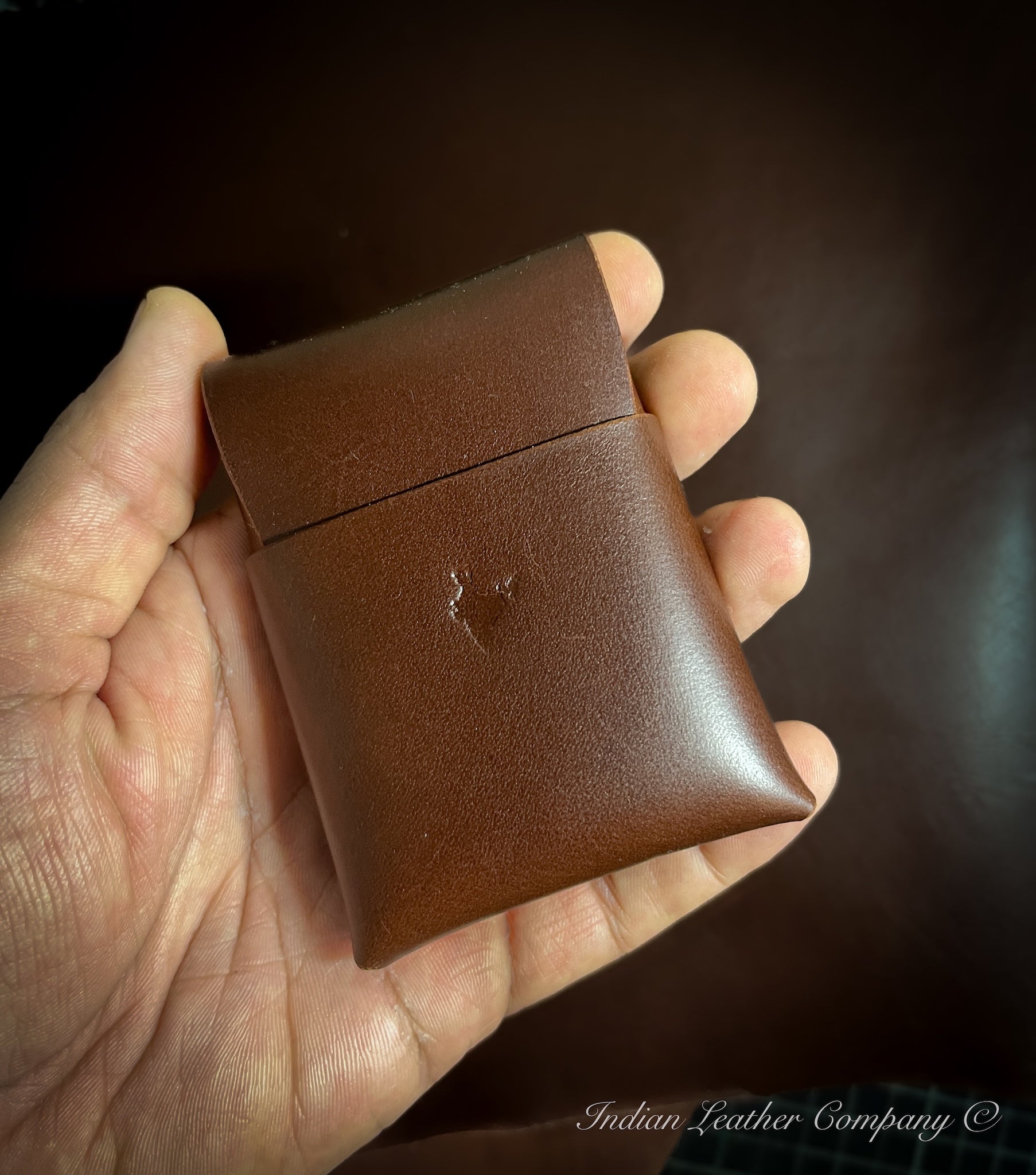 Stitchless 1.0 Origami wallet handmade in Latigo Dark Brown premium Leather by Indian Leather Company
