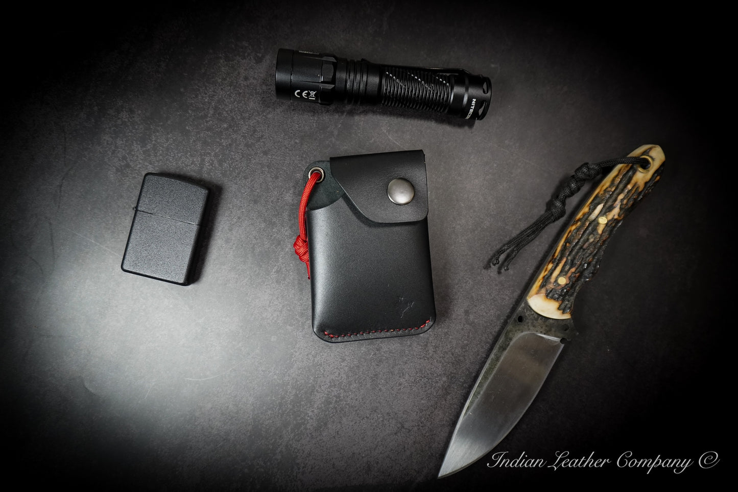 K2 Lite wallet in elegant black Italian full grain veg tanned leather
