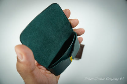 Corsair Wallet by indian leather company and ds leather goods being held in hand, illustrating its slim profile and stylish design for everyday use