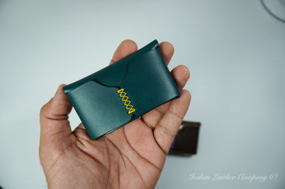 Corsair Wallet by DS Leather Goods and Indian Leather Company crafted from full grain vegetable-tanned leather, showcasing its minimalist front design.