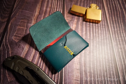 Corsair Wallet by Indian Leather Company and DS leather goods, holding multiple cards, demonstrating its capacity and compact size perfect for front pocket carry