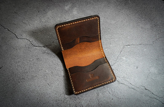 Handmade Bifold wallet in Full grain Veg tanned Italian Leather