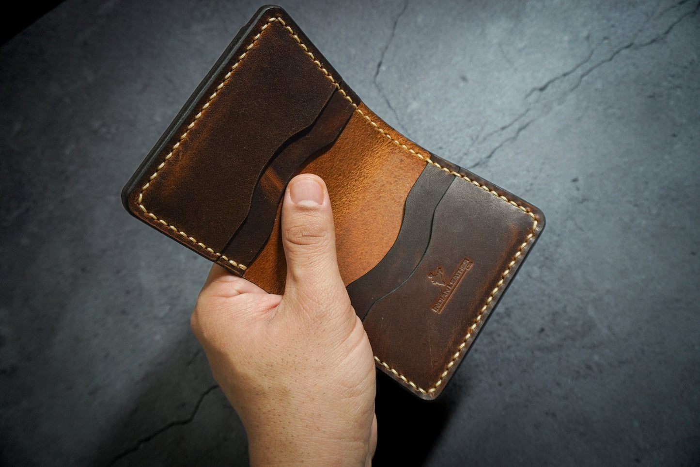 Handmade Full grain veg tan leather wallet by Indian Leather Company