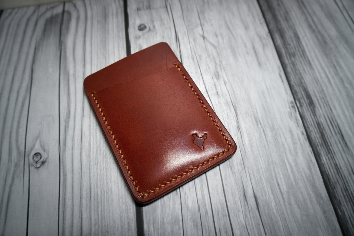 Hand made premium leather vertical card wallet