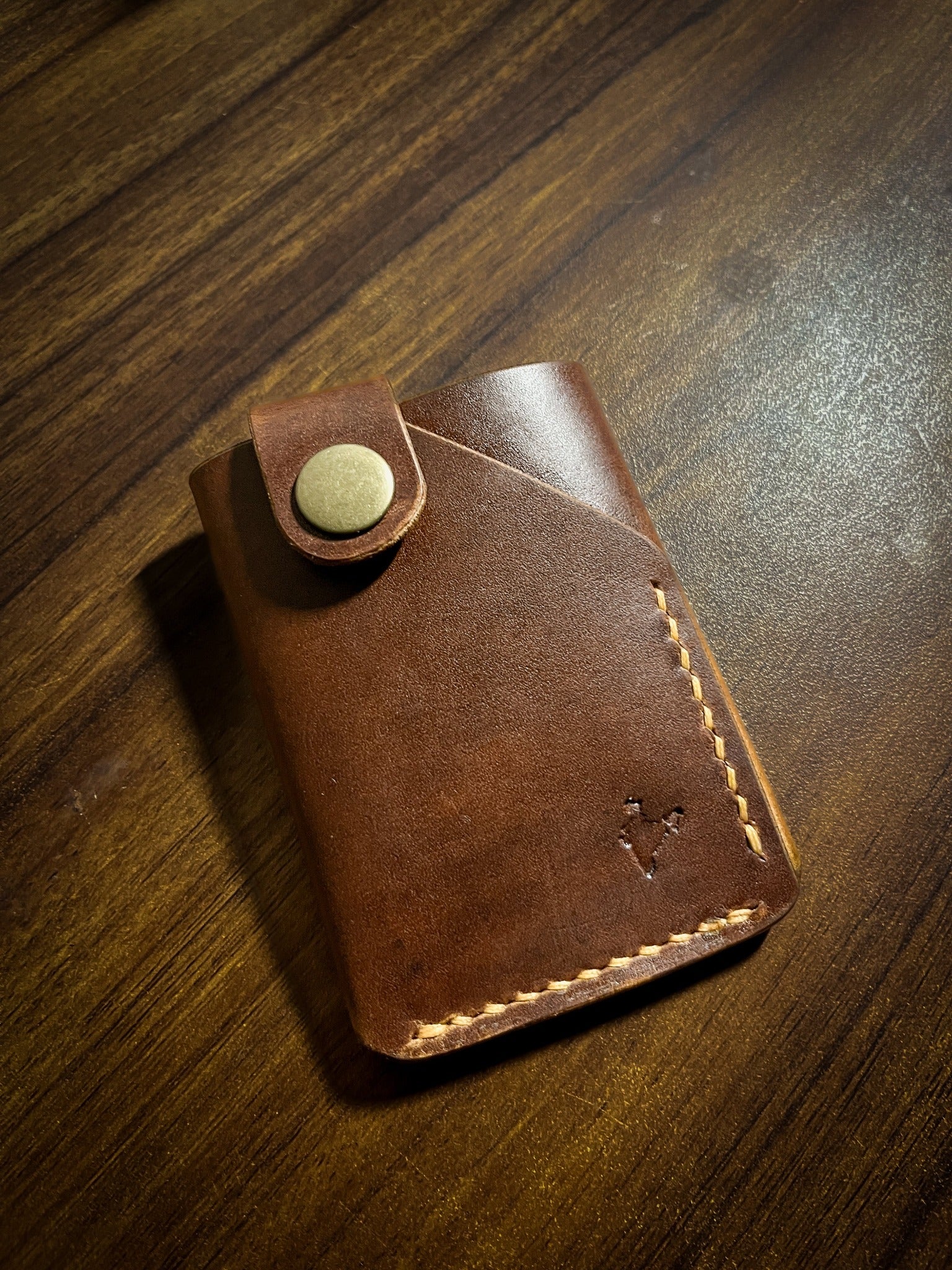 Brown Leather wallet with Snap Closure