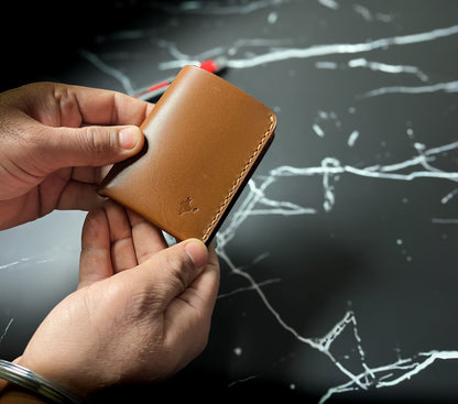 Brown Handmade Full grain veg tanned leather wallet