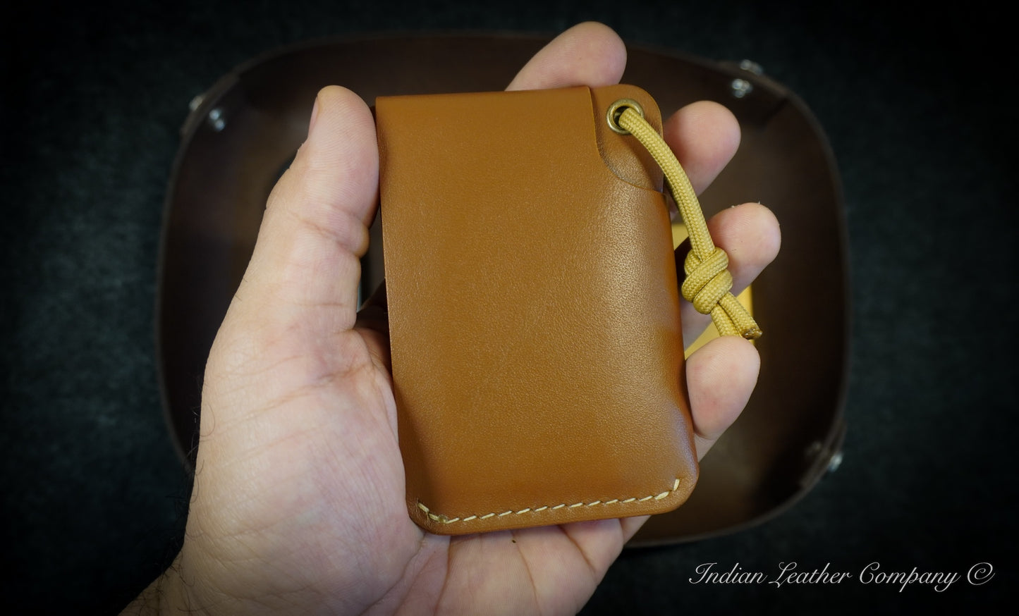 Back view of the K2 Lite wallet in premium full grain veg tanned leather, showcasing its sleek design