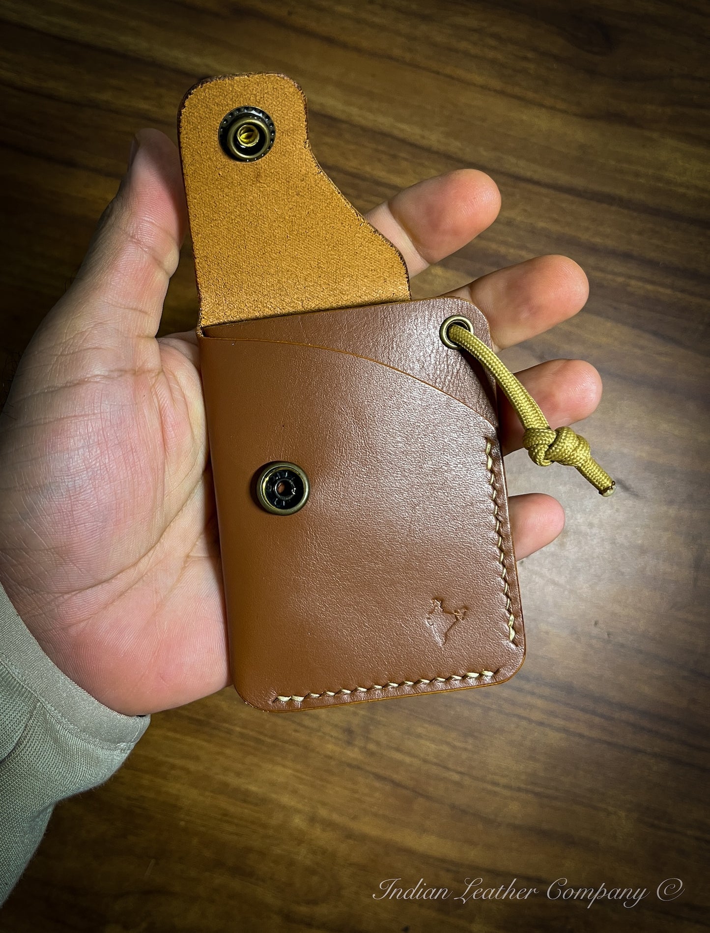 Durable handmade K2 wallet in brown, crafted from high-quality full grain vegetable-tanned leather, popular men's leather wallet