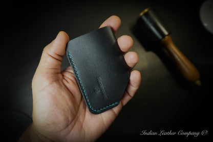 Sleek black leather wallet for cards by Indian leather manufacturer