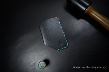 Handcrafted black leather minimalist wallet from India