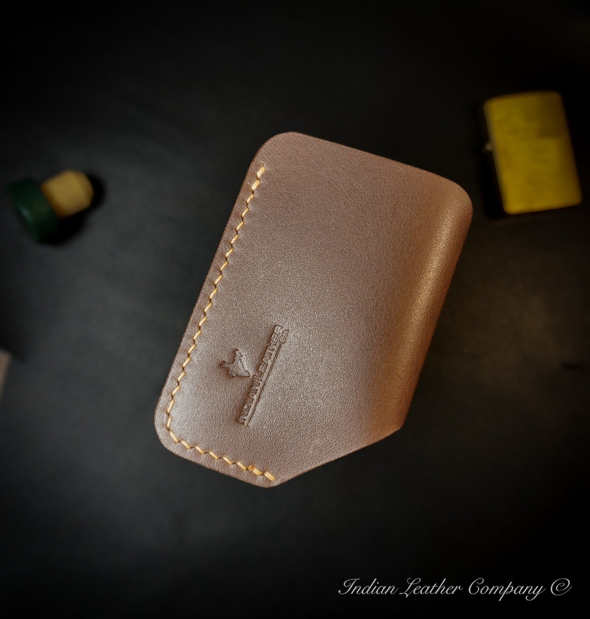 Elegant brown veg-tanned leather wallet made in India