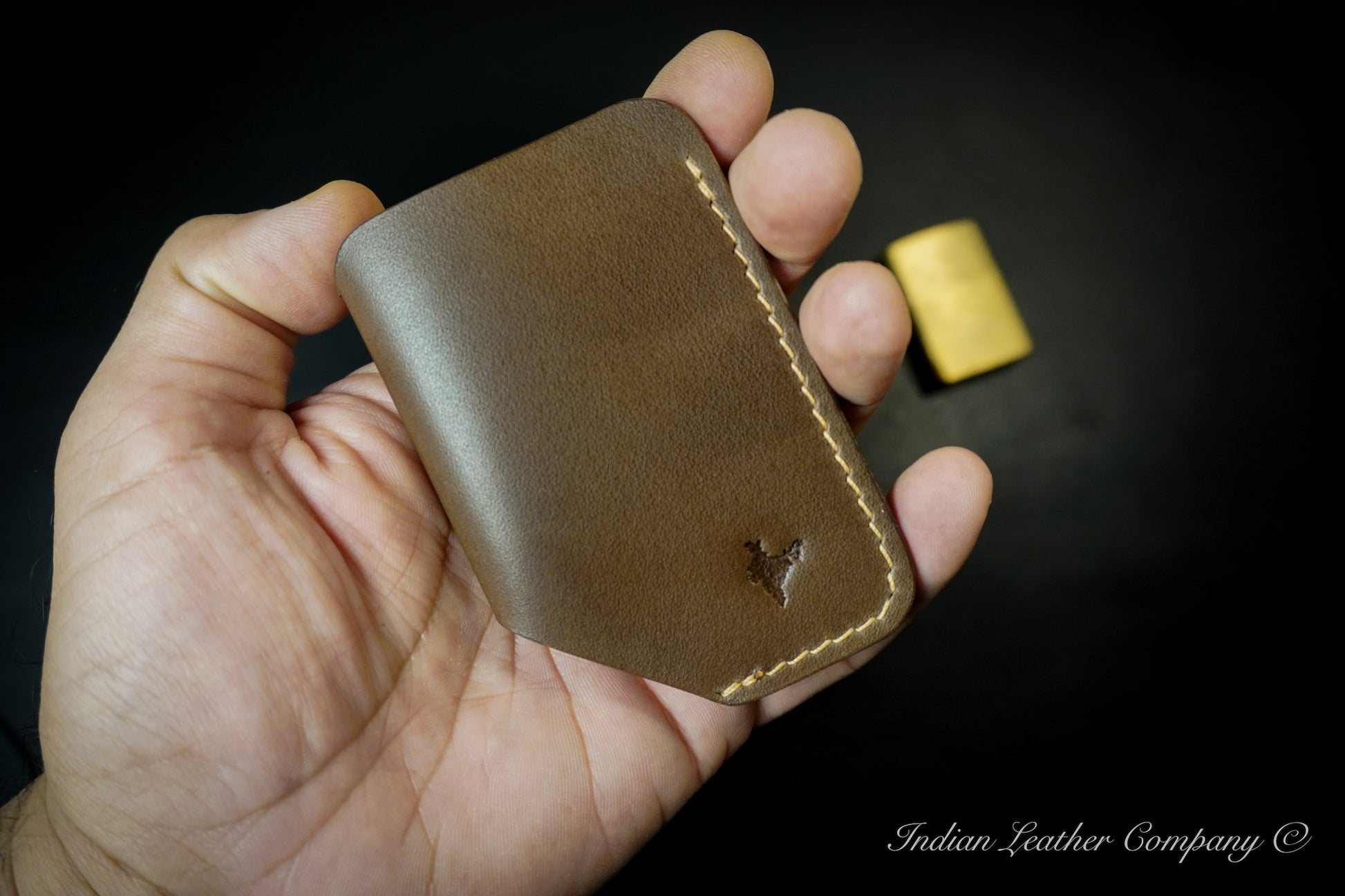 Sleek brown handmade minimalist wallet from Indian leather company