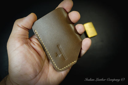 Brown full-grain veg-tanned leather wallet from Indian leather company