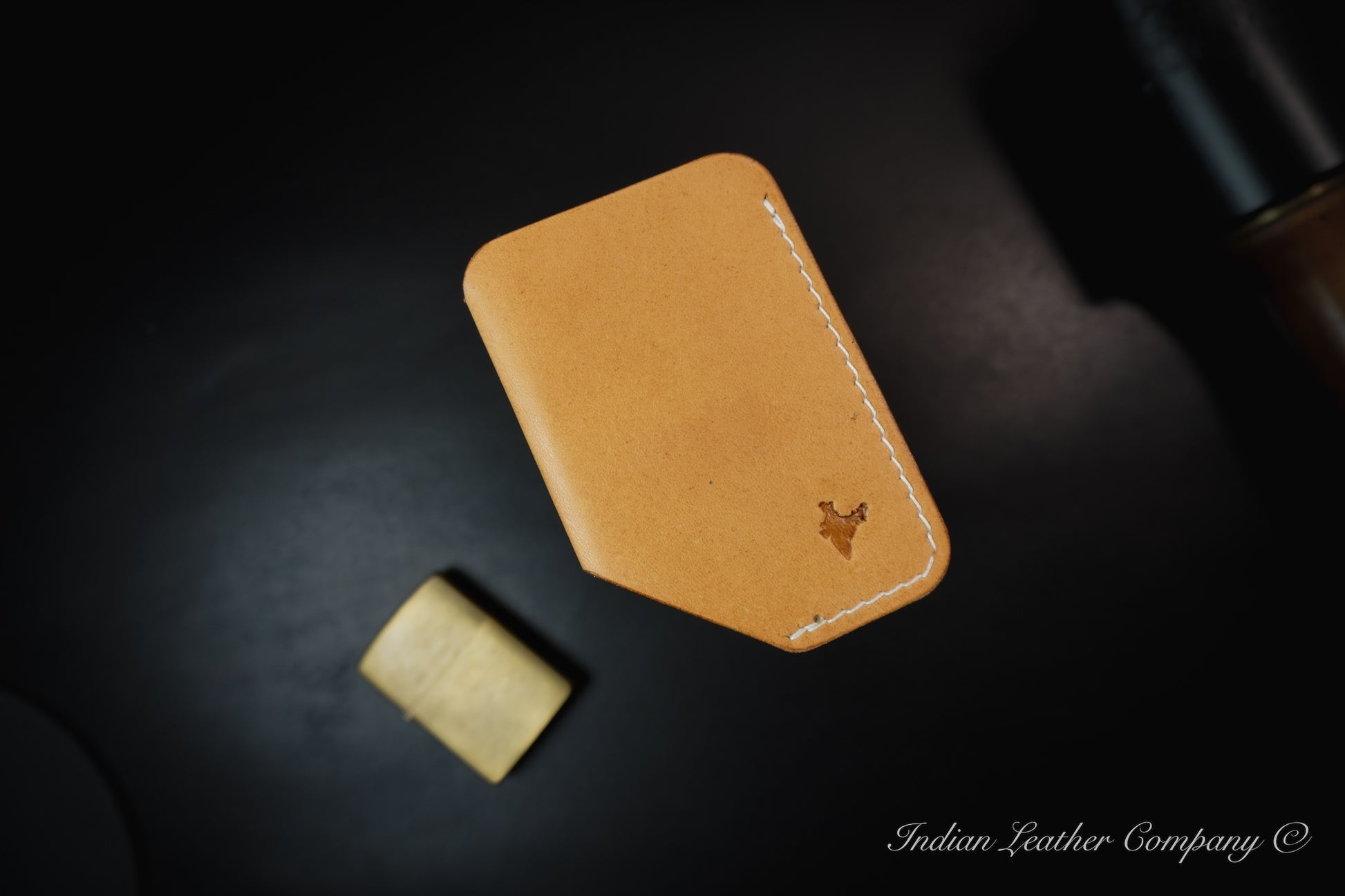 Sleek tan leather wallet for cards by Indian leather manufacturer