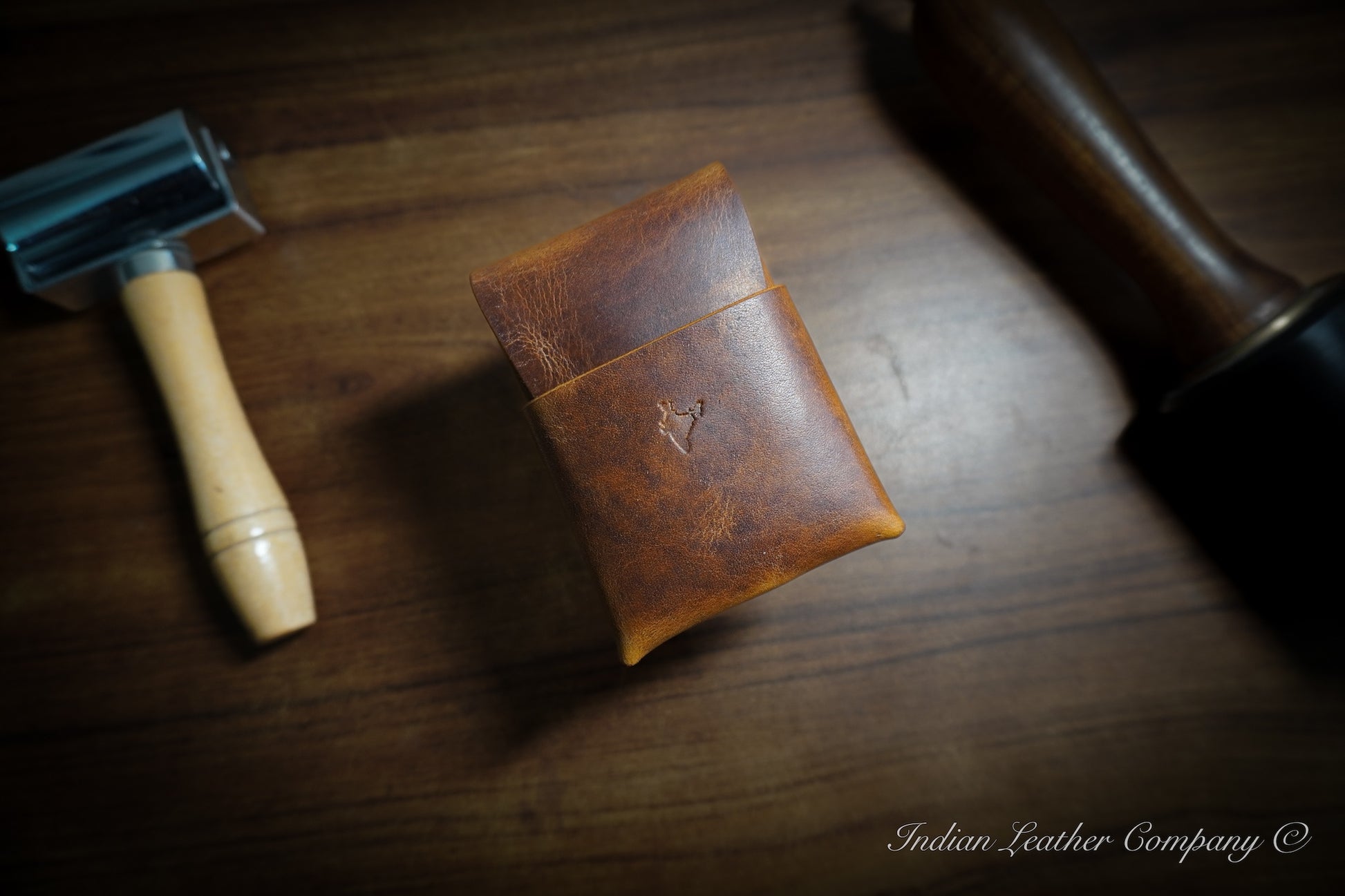 Premium Full grain veg tanned handmade origami brown leather wallet by indian leather company