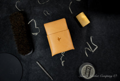 Minimal handmade card wallet made from full grain veg tanned premium leather by Indian Leather Company