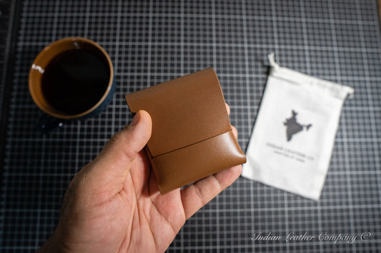 Brown Stitchless Origami wallet made with Full grain Veg tanned leather by Indian Leather Company